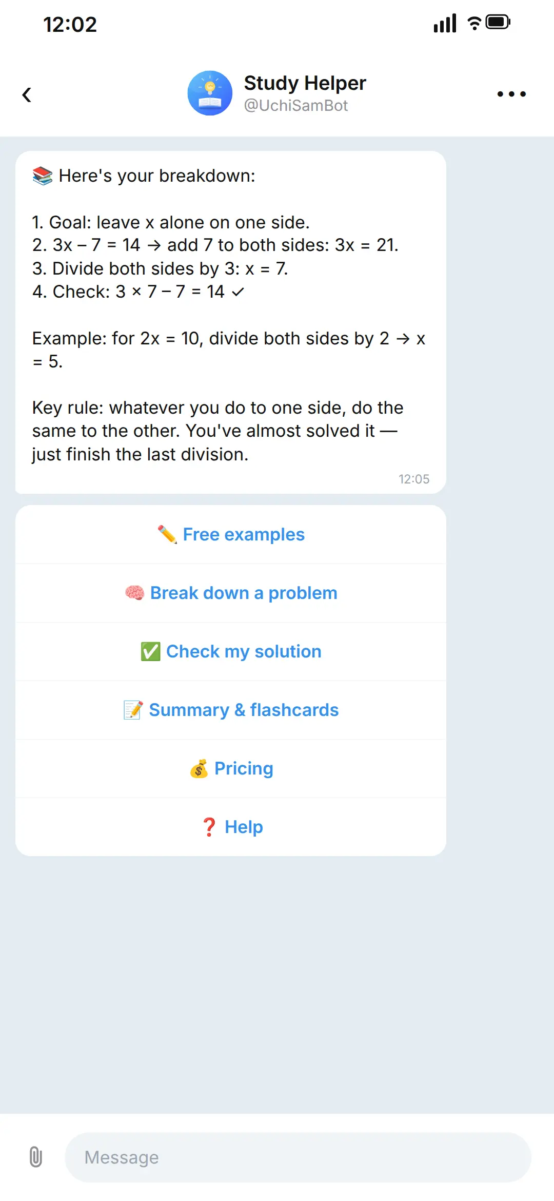 Step-by-step breakdown from UchiSamBot